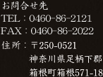 お問合せ先 TEL：046-86-2121 FAX：046-83-6510 住所：〒250-0521神奈川県足柄下郡箱根町箱根571-18